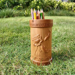 Artistic Bamboo Pen Holder